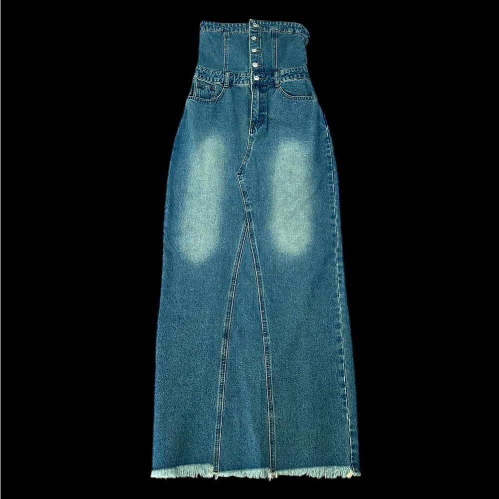 White Fox Boutique Denim Maxi Dress - Picture 6 of 16